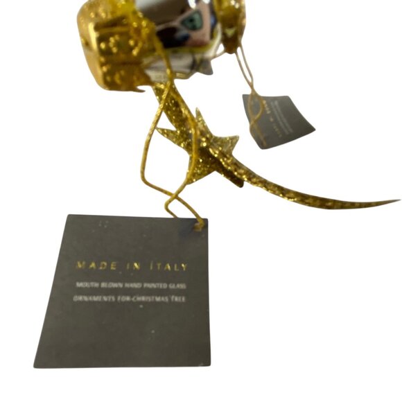 Mouth-Blown Glass Christmas Nativity Ornament  Silver Ball Gold Star Italy 5" - Picture 4 of 8
